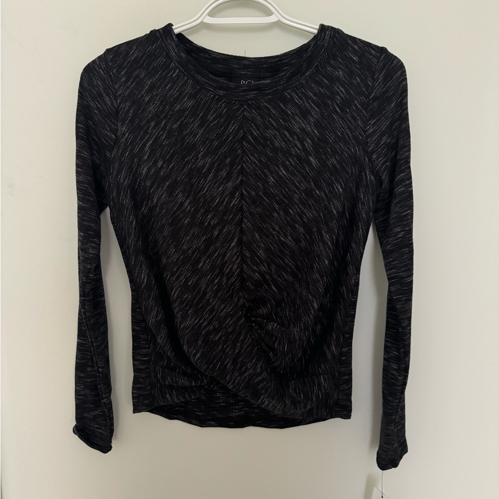 BRAND NEW W/ TAGS - BCX Black Patterned Tie Top